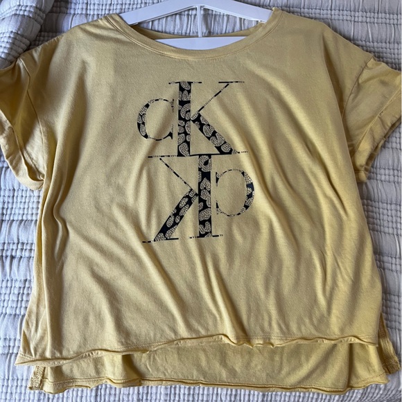 Calvin Klein Jeans Tops - Calvin Klein Jeans Yellow bedazzled Tee